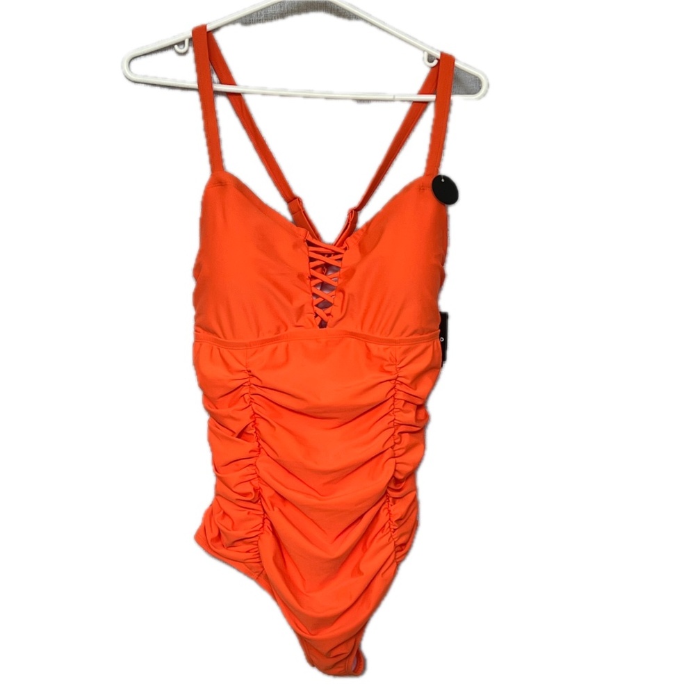 Torrid Bathingsuit Wirefree Plunge One Piece Swimsuit Plus Size 1 Orange Solid